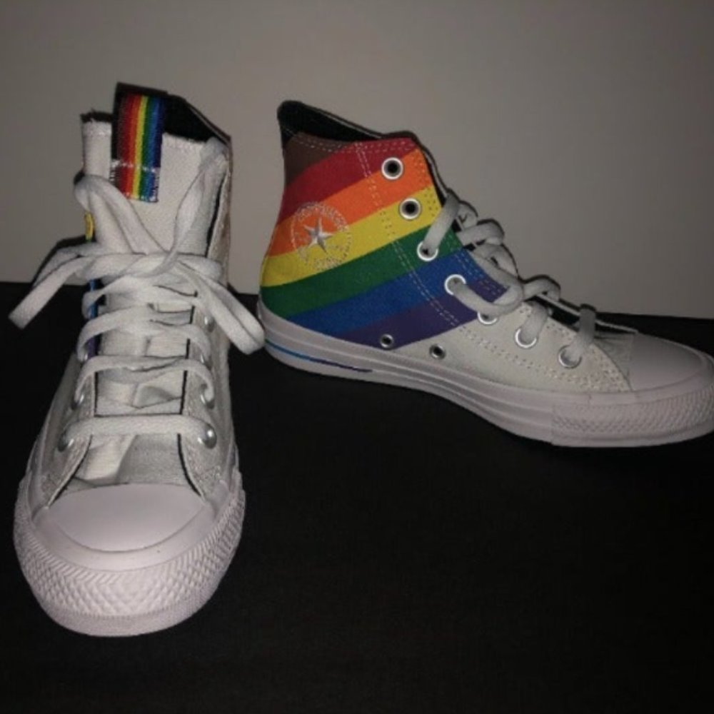 NEW Rainbow Pride white canvas Converse shoes